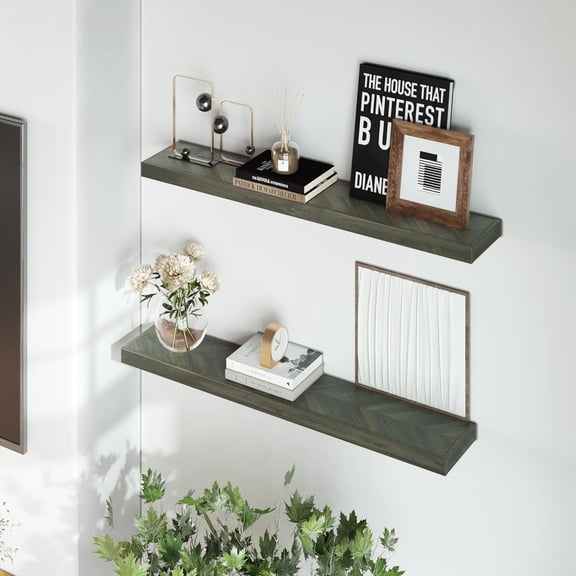 48" Rustic Farmhouse Floating Shelves – Set of 2 Acacia Wood Shelves for Stylish Wall Decor in Kitchen, Bathroom, Unique  Pattern, Mocha Color, 48x8x1.5 Inches - Set of 2 - DIY