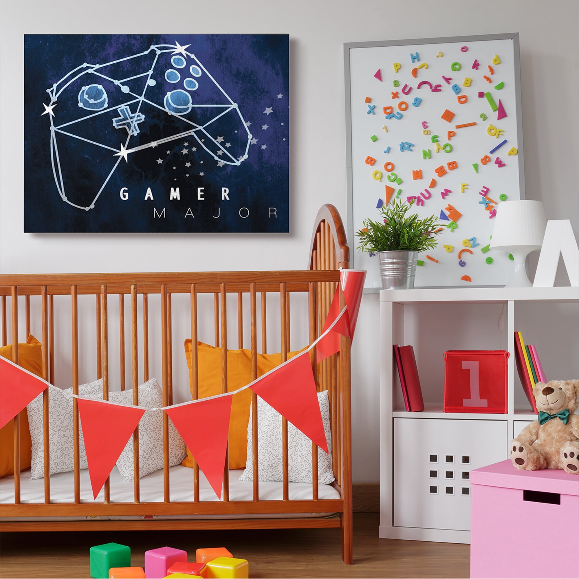 Stupell Industries Gamer Major Phrase Controller Constellation Outer Space,36 x 48,Designed by Daphne Polselli