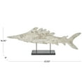 thumbnail image 3 of 44" x 16" Cream Polystone Textured Fish Sculpture with Brown Distressing and Black Metal Stand, by DecMode, 3 of 10