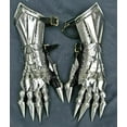thumbnail image 4 of Medieval Gauntlet Gloves Pair Brass Accents Knight Crusader Armor Steel Gloves Rustic Vintage Home Decor Gifts, 4 of 4