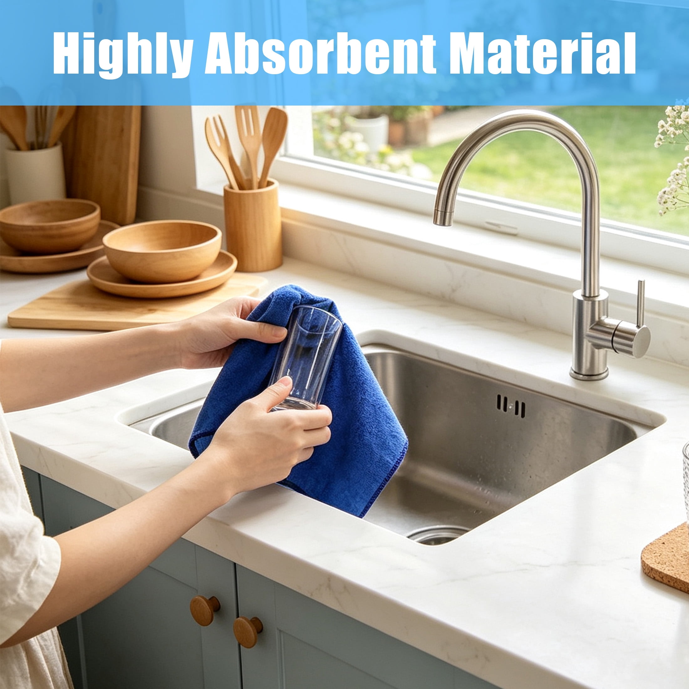 GARITIN Microfiber Cleaning Cloth 12 Pack Reusable Microfiber Towels, 11.8x11.8 Inch Lint Free Cleaning Rags for Kitchen Bathroom Car Household