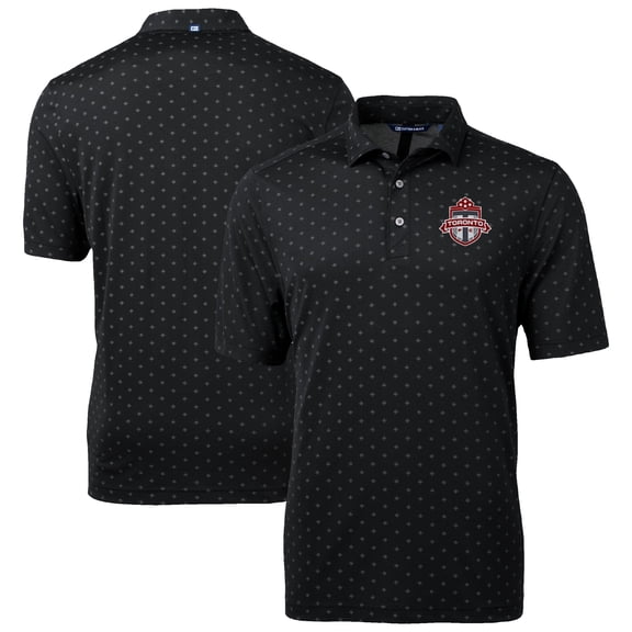 Men's-Cutter & Buck  Black Toronto FC Virtue Eco Pique Tile Print Recycled Polo