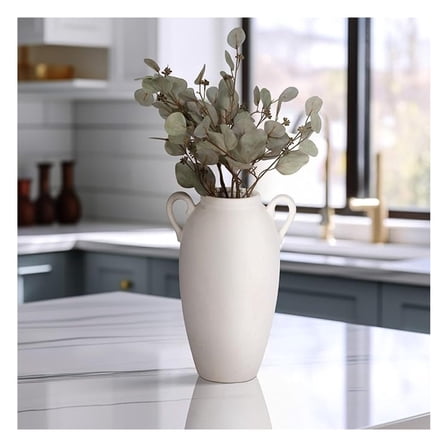 Textured Jug Tall Floor Vase – Ceramic Stoneware Decorative Vases for Home Decor – Modern Centerpiece for Living Room, Bedroom, Office, Table & Floor Display – 16", White