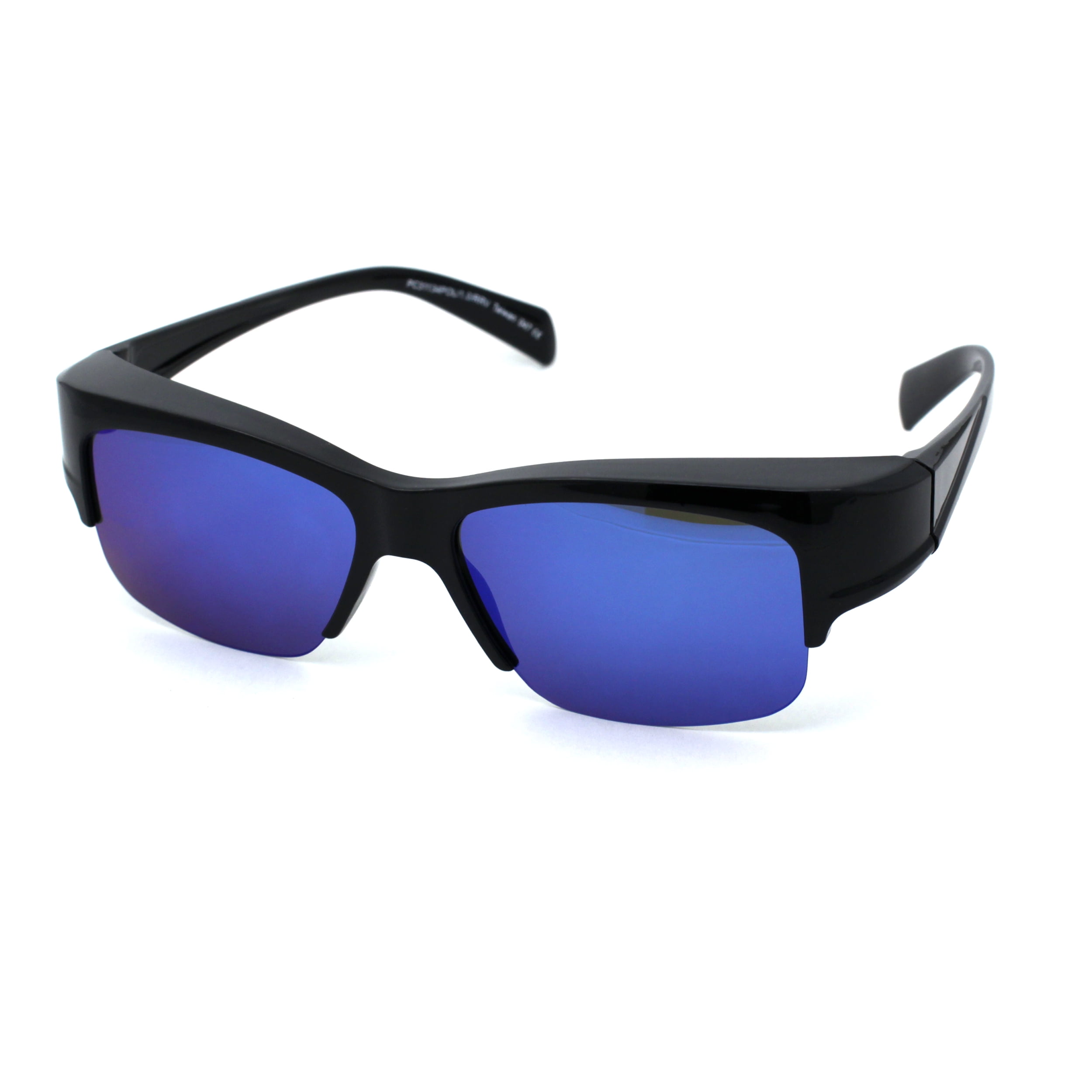 Polarized Reflective Color Mirror Half Rim Mens Fit Over Eyeglasses