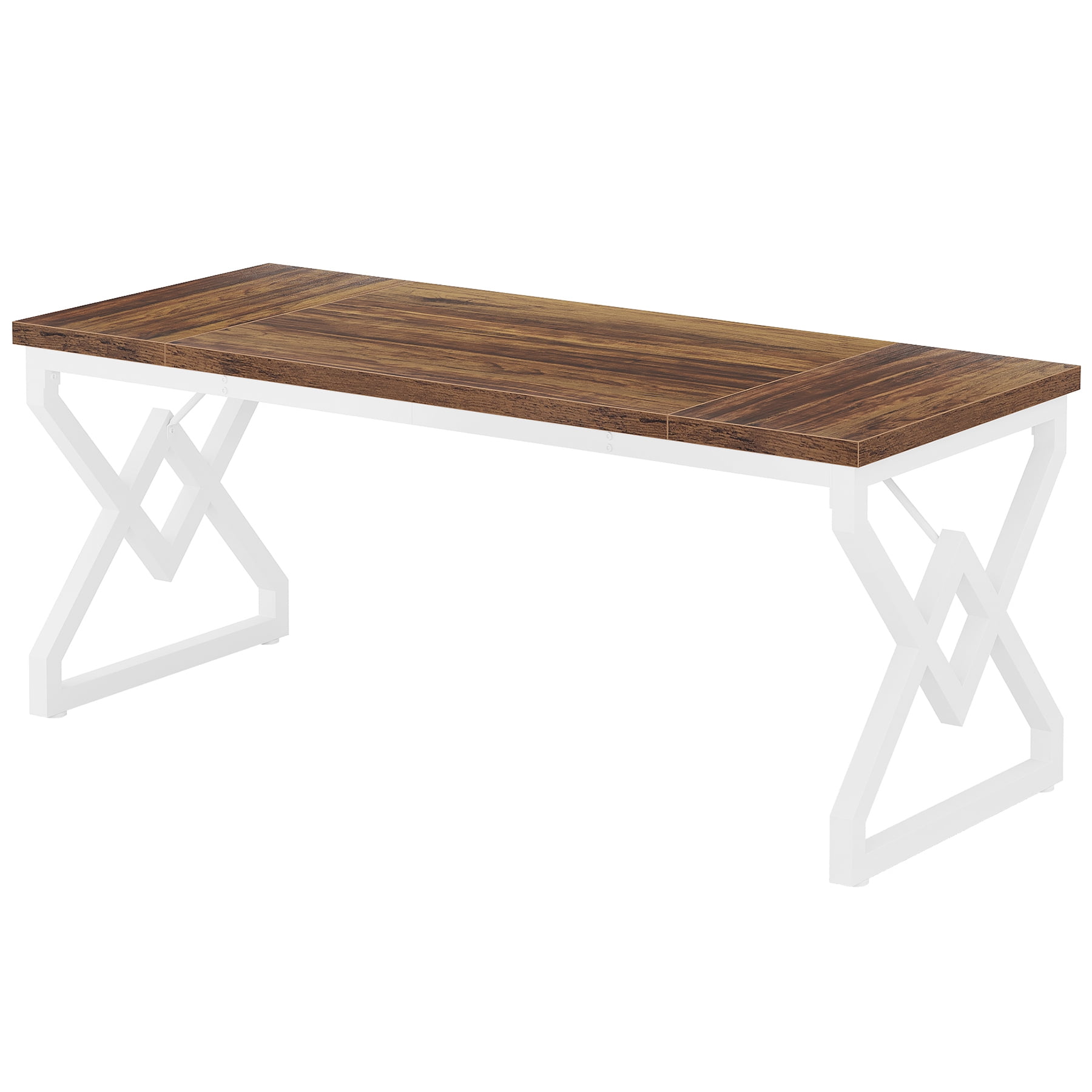 Tribesigns 63 Inch Computer Desk, Large Executive Desk with Thicker Frame, Modern Simple Computer Desk for Home Office, Brown&White