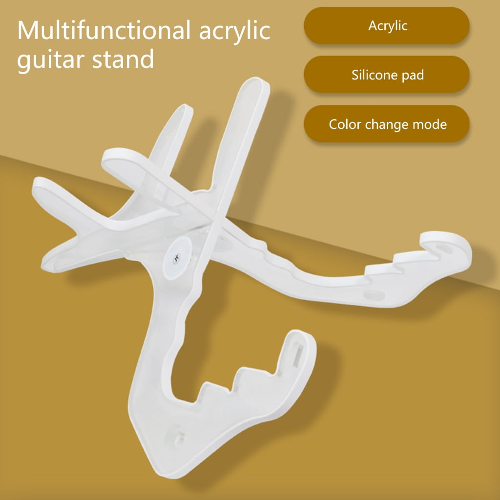 JZROCKER Acrylic Ukulele Stand with Light Portable Guitar Display Stand Folding Ukulele Holder for Small Musical Instruments