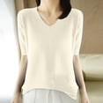 thumbnail image 2 of SEAOPEN Womens Puff Short Sleeve Sweater Crew Neck Pullover Tops Ribbed Knit Sweater Blouse White,L, 2 of 3