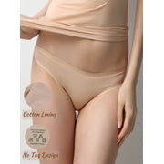 Buankoxy Womens Seamless Thongs Underwear Stretch Nylon Panties,Nude,6-Pack,Size 6