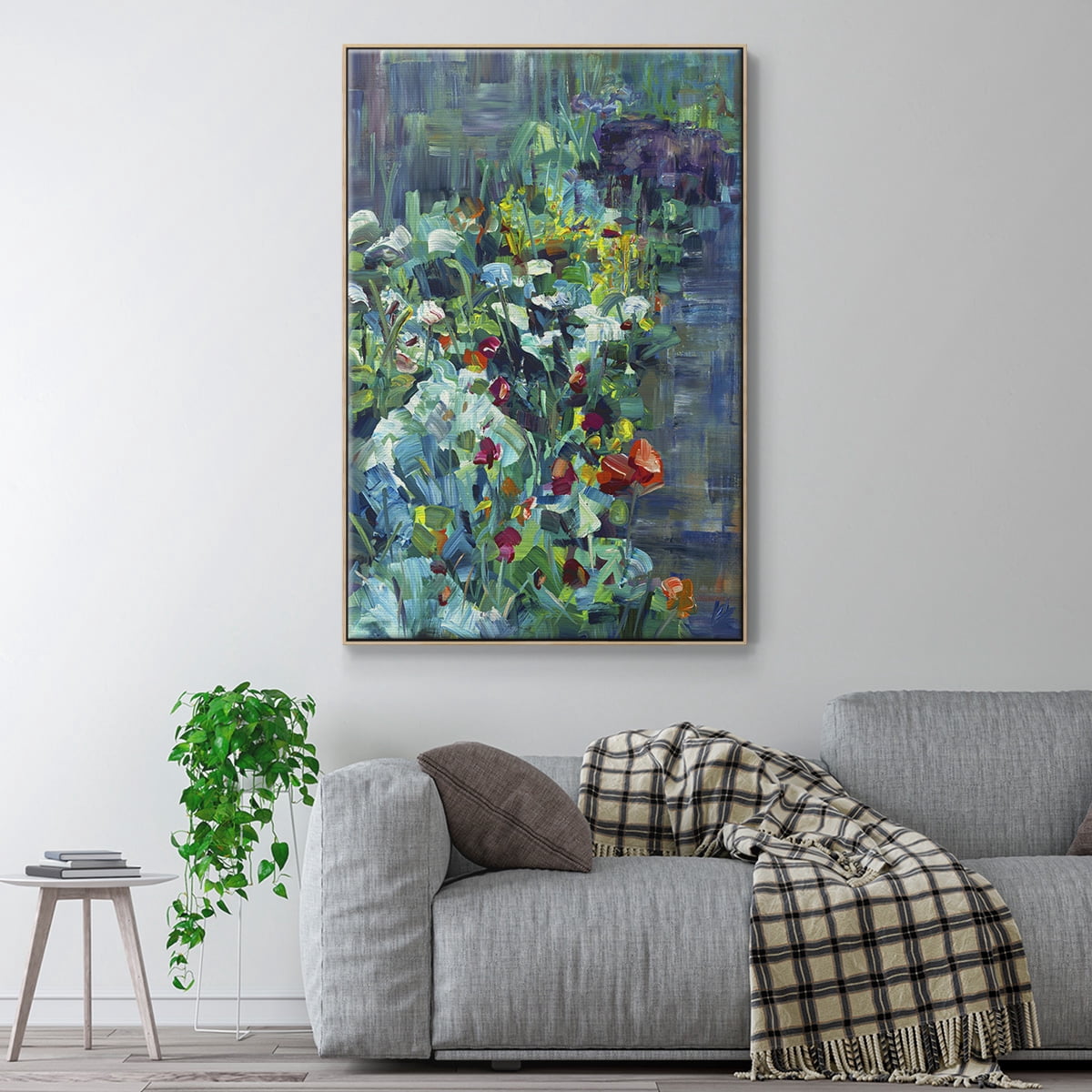 Lots of Love in the Garden Framed Premium Gallery Wrapped Canvas - Ready to Hang - 17 x 25 - Natural Wood Floating Frame