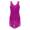 thumbnail image 5 of iEFiEL Womens Tiered Sequins Tassels Latin Dance Dress Flapper Cocktail Party Dress Rose Large, 5 of 7