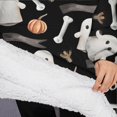 thumbnail image 3 of Oversized Wearable Blanket Hoodie,Black Halloween Ghosts Pumpkins and Bones Sherpa Blanket Hoodie with Super Pockets,Super Warm Fuzzy Pullover for Women & Men, 3 of 6