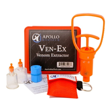 Ven-Ex Snake Bite Kit, Bee Sting Kit, Emergency First Aid Supplies, Venom Extractor Suction Pump, Bite and Sting First Aid for Hiking, Backpacking and Camping. Includes BONUS CPR face (Best Snake Bite Kit)