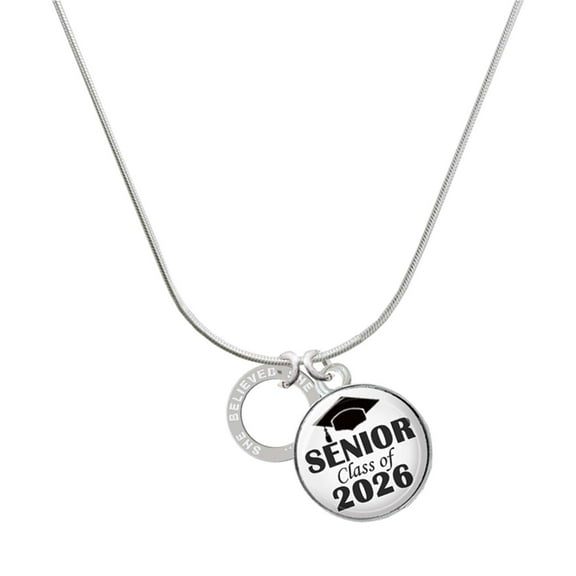 Delight Jewelry Silver-tone She Believed She Could Infinity Circle - Silvertone Senior Class of 2026 Dome Necklace, 18"