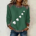 thumbnail image 3 of Craaazy Ladies' St. Patrick's Day Printed Patchwork Round-neck Long-sleeved Sweatshirts with Shamrock Graphic Gifts, 3 of 4