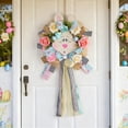 thumbnail image 6 of geerera 24-Inch Easter Bunny Wreath, Large Floral Door Hanger with Bow, Front Door Wall Decoration Wreath, Spring Scene Arrangement, Holiday Decor, 6 of 7
