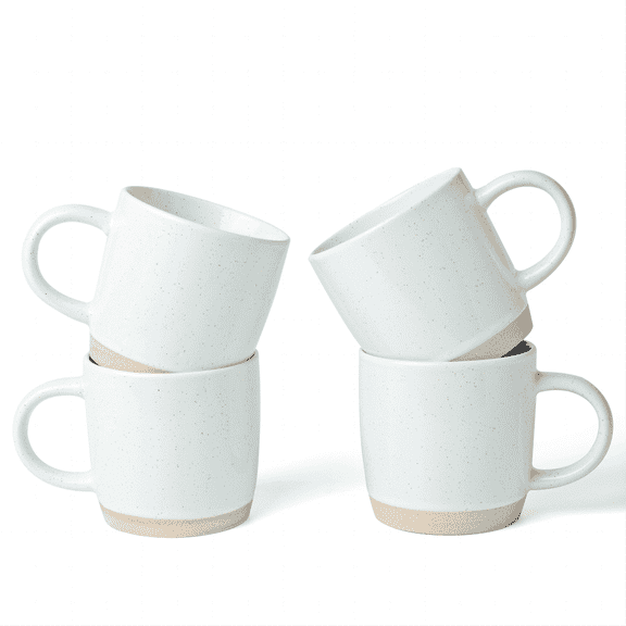 Famiware 14oz Stoneware Coffee Mug, Service for 4, White