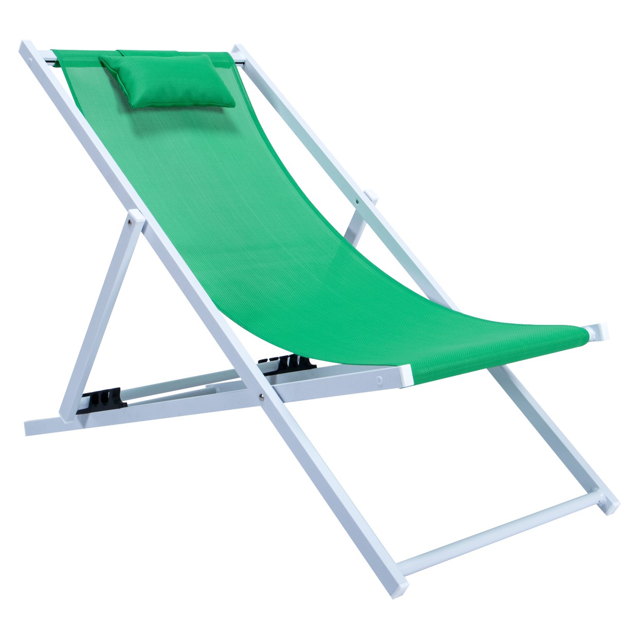 LeisureMod Sunset Outdoor Sling Lounge Folding Chair With Headrest in Green - image 2 of 8