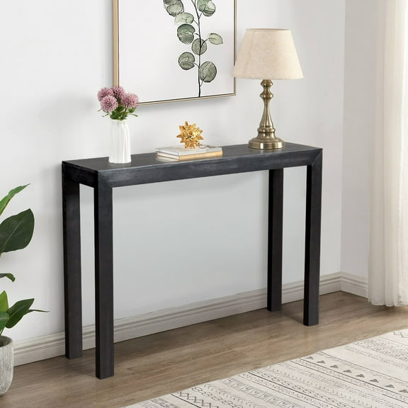 46 inch Pinewood Entryway Table, UBesGoo Console Table Entrance Table, Narrow Sofa Table for Entryway, Living Room, Hallway, Black