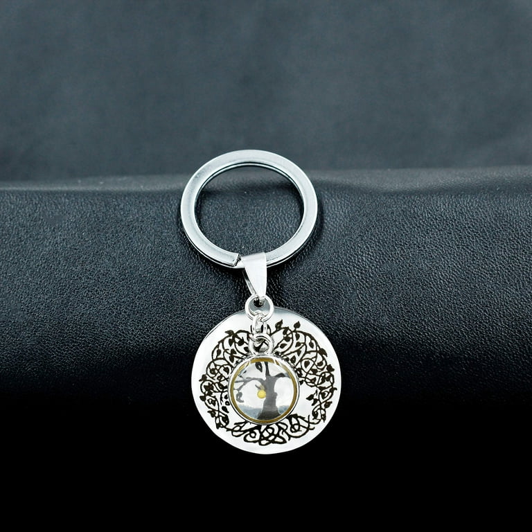 小物 SEED KEYRING(NICKEL PLATED) Stainless Steel Family Tree of Life Vintage Keychain Real