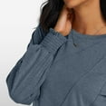 thumbnail image 7 of Women's Long Sleeve Pleated Crew Neck Blouse - 82% Polyester Business Casual Top, 2024 Trendy - S-XXL Sizes, 7 of 7