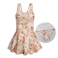 thumbnail image 6 of Uourmeti Vintage Hummingbird & Dried Floral Print Girls One Piece Swim Dress - Sleeveless Skirted Bathing Suit with Built-in Liner, Quick Dry for Beach & Pool, 6 of 8