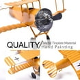 thumbnail image 4 of Vintage Iron Biplane Model Decor, Yellow Retro Metal Airplane Figurine, 1 Piece Handcrafted Decorative Ornament for Home Living Room Bedroom Bookshelf Desktop Office Vintage Style Decoration, 4 of 9