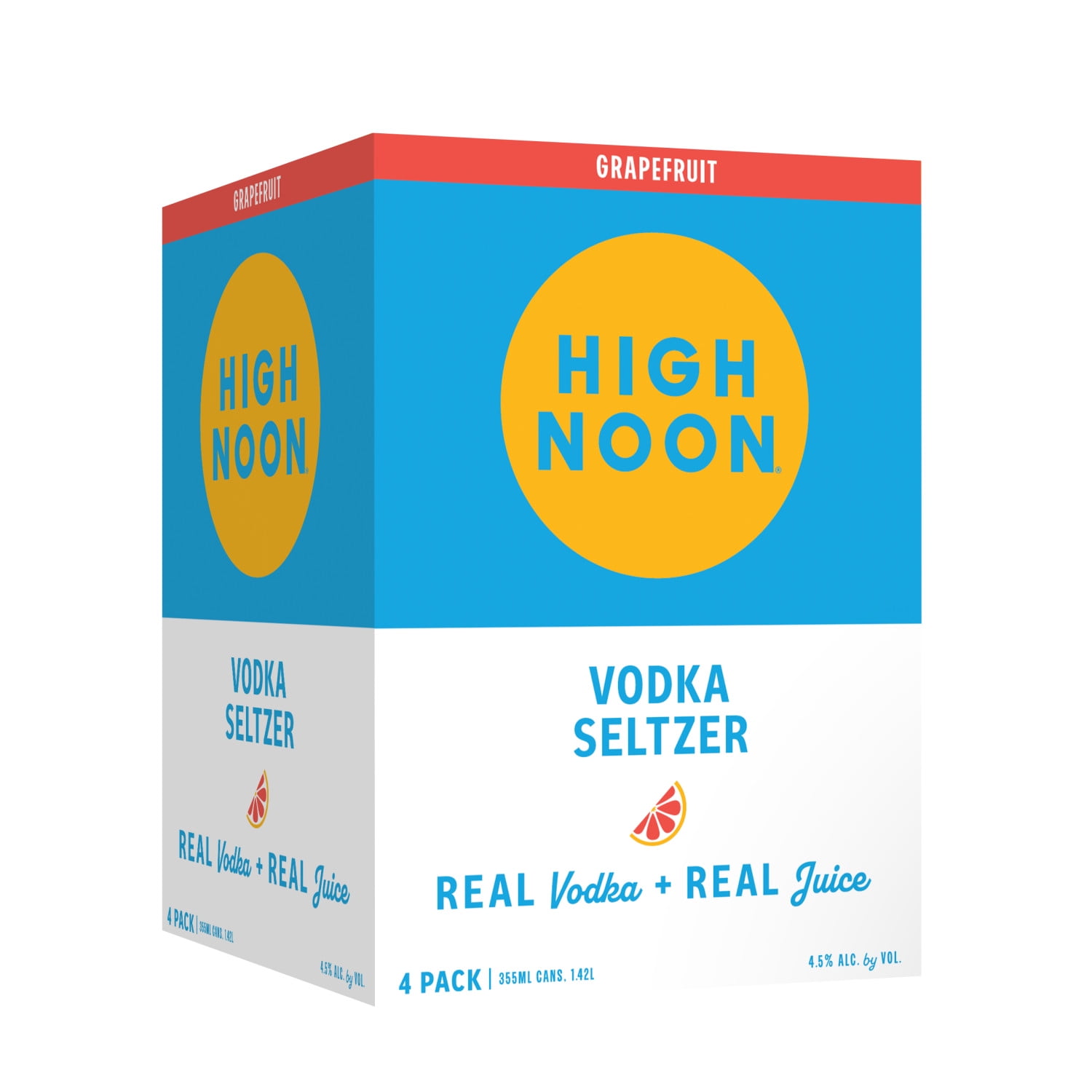 High Noon Peach Vodka Hard Seltzer, 4 Pack, 12 fl oz Cans, 4.5