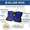thumbnail image 3 of Restored KLIM Wind Laptop Cooling Pad & Stand for 11 to 17 Inch Notebooks, Gaming Consoles, 4 Illuminated Fans, Quiet, Powerful Cooler, 2 USB Ports, Blue (Refurbished), 3 of 9
