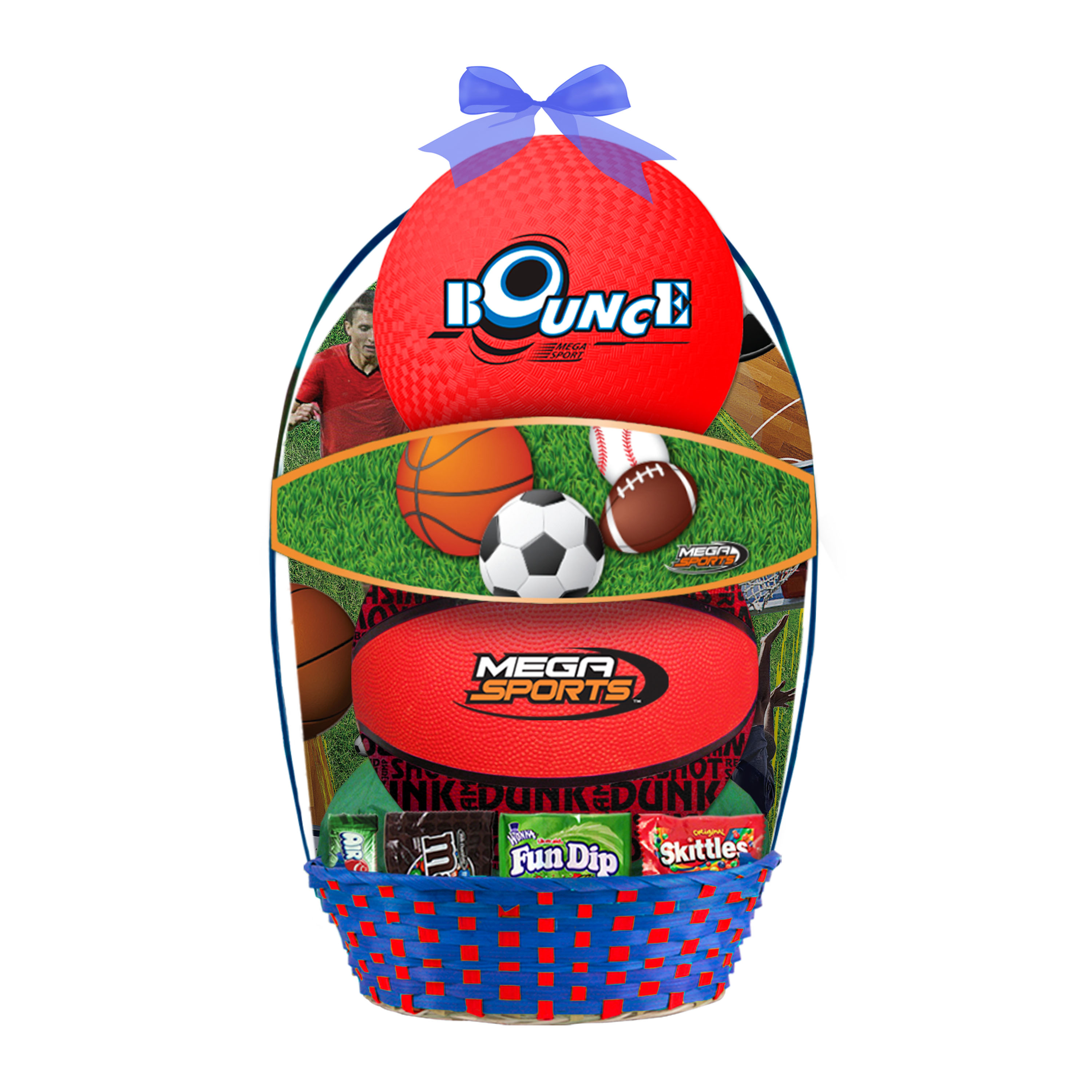 Megatoys Sports Easter Basket Includes Basketball, Soccerball, and