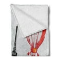 thumbnail image 2 of Love Soft Flannel Fleece Throw Blanket, I Love Paris Romance Hot Air Balloon with Hearts Doodle Style Print Image, Cozy Plush for Indoor and Outdoor Use, 50" x 70", Red Black Grey, by Ambesonne, 2 of 5