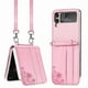 thumbnail image 1 of Funda plegable para Samsung Galaxy Z Flip 3 5g, con correa para el hombro, de cuero, color rosa, 1 of 5
