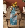 thumbnail image 4 of Turquoise Grey Table Runner Abstract Square Graffiti Modern Smear Tablerunners 13 x 90 Inch, Table Decorations Tabletop Scarf for Summer Gathering Holiday Farmhouse Kitchen Dining Decor, 4 of 6