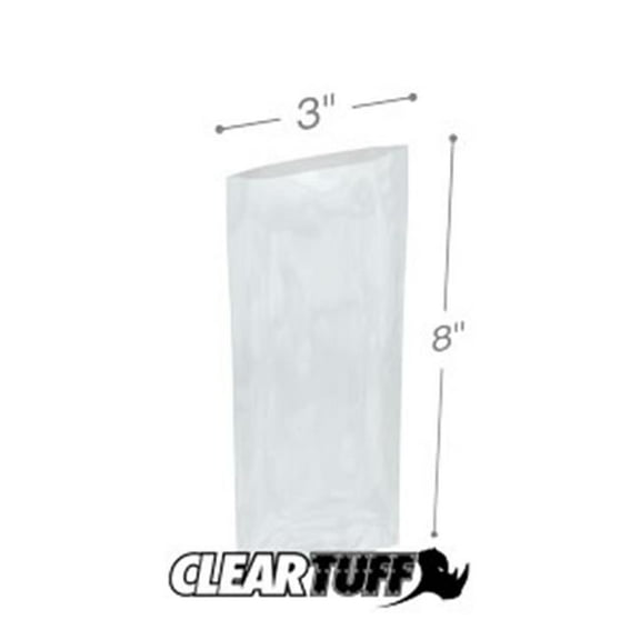 International Plastics PB30308 3 x 8 in. Clear Poly Bags, 0.003 Gauge - Case of 1000