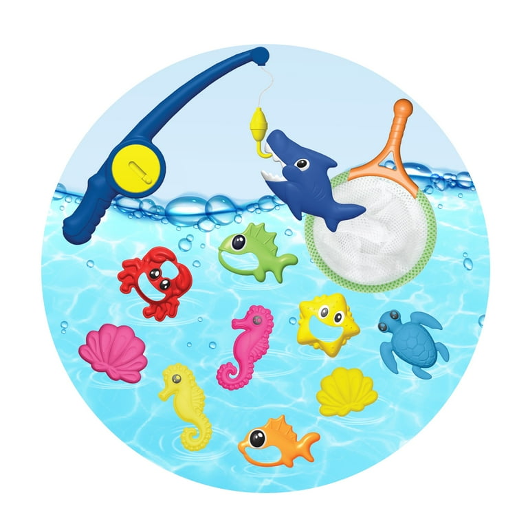 Play Day Fish & Catch 12-Piece Pool and Bath Toy Game, Includes