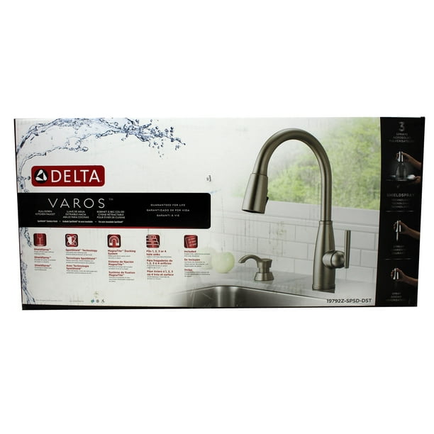 Delta Varos Pull Down Kitchen Faucet Nickel Finish Walmart Com