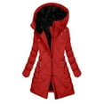 thumbnail image 2 of Zip Up Jacket Sevevn Women's Warm Winter Quilted Jacket Long Fleece Lined Puffer Coat Parka With Hood, 2 of 7