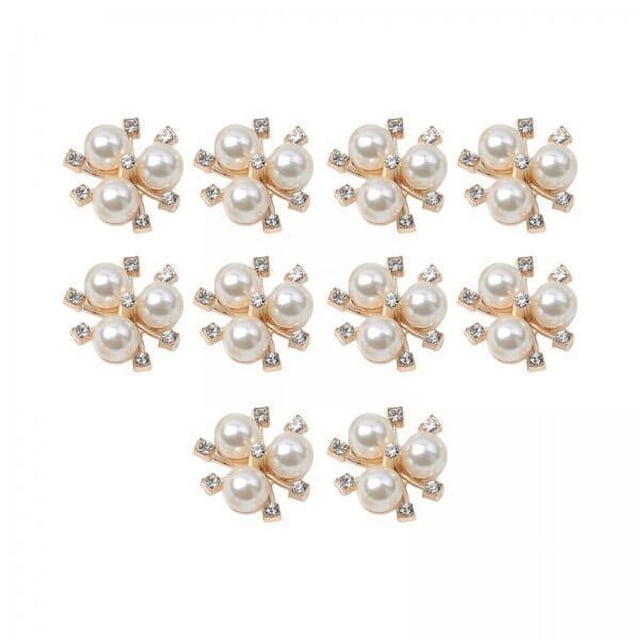 Abbracc 2x10 Pieces Pearl Button Rhinestone Flatback Rhinestone Beads Buttons for Home Jewelry Making , Aureate, 3 Pcs