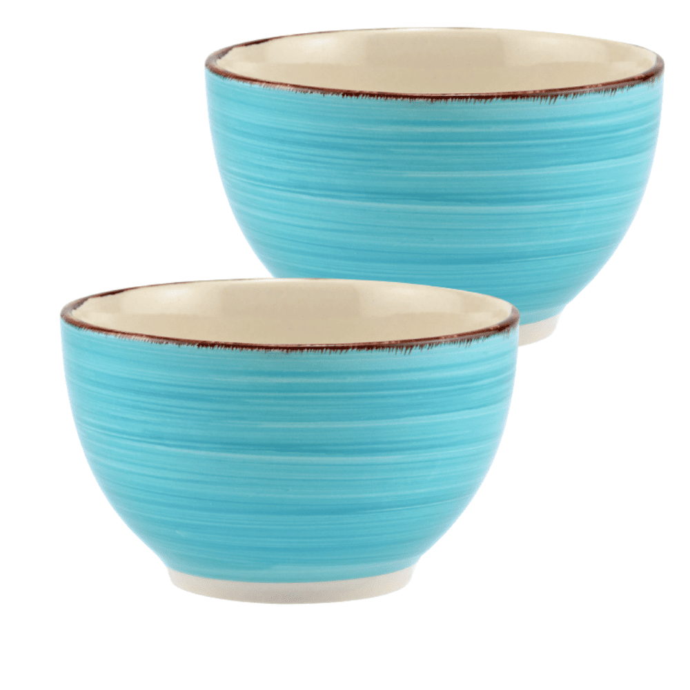 Le Creuset Stoneware Cereal Soup 6" Bowls Caribbean Blue Teal  Set of 2 