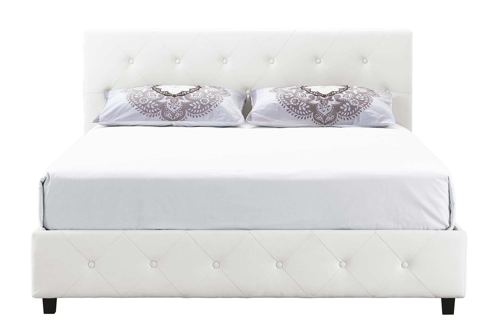 Dhp Dakota Upholstered Platform Bed Queen Size Frame White Walmart Com Walmart Com