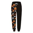 thumbnail image 5 of CONZONE Halloween Casual Pants for Women Baggy Elastic Waist Drawstring Joggers for Women Hallowmas Printed Wide Leg Trousers with Pockets, 5 of 5