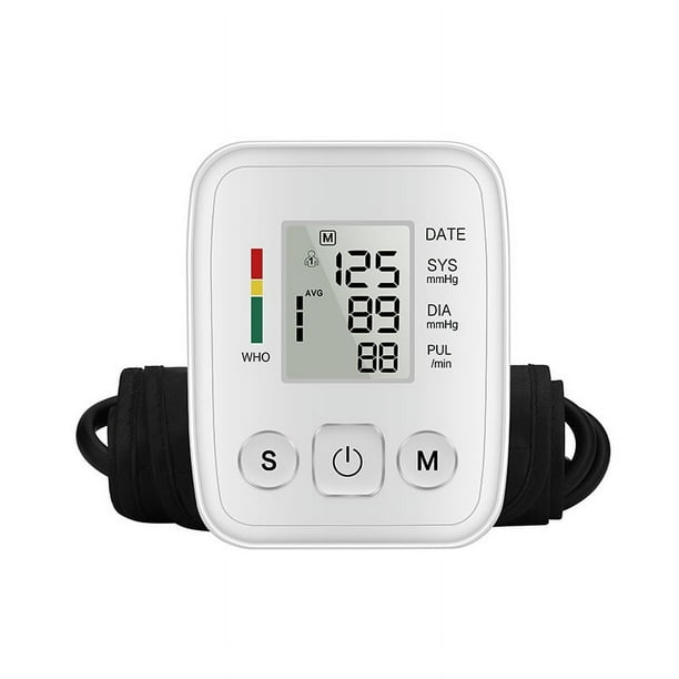 Monitor de presión arterial, máquina de presión arterial, manguito grande en la parte superior del brazo, manguito automático de presión arterial alta para el hogar, fácil de usar(blanco)