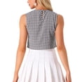thumbnail image 3 of INSPIRAR CHIC Blusa sin mangas para mujer Vintage Verano Gingham Tops L Negro, 3 of 5