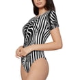 thumbnail image 2 of Lsque Optical Zebra Illusion Women's Crew Neck Short Sleeve Bodysuit Basic T Shirts Tops Onesie Adult Cute Pajama-X-Large, 2 of 8