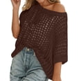 thumbnail image 3 of Cover Ups for Swimwear Women, Plus Size Cover Ups for Swimwear Women Off The Shoulder Solid Color Crochet Coverups Hollow Out Short Sleeve Womens Bathing Suit Coverups, 3 of 8