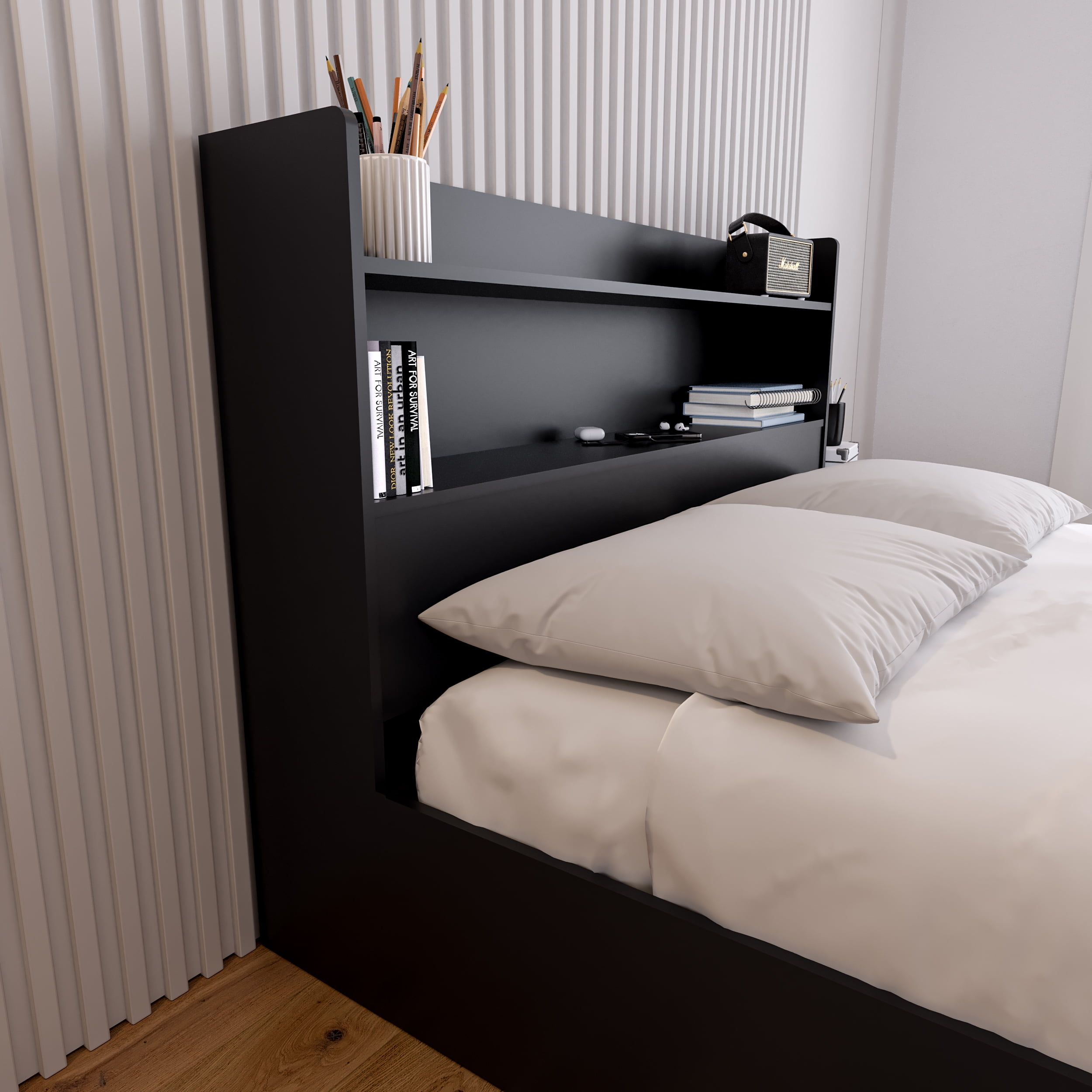 Nexera Hunter Full Size Bookcase Headboard, Black