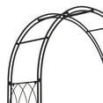 thumbnail image 6 of DecMode 86" Indoor Outdoor Arched Gate Black Metal Garden Arbor with Lattice Work Sides, 6 of 16