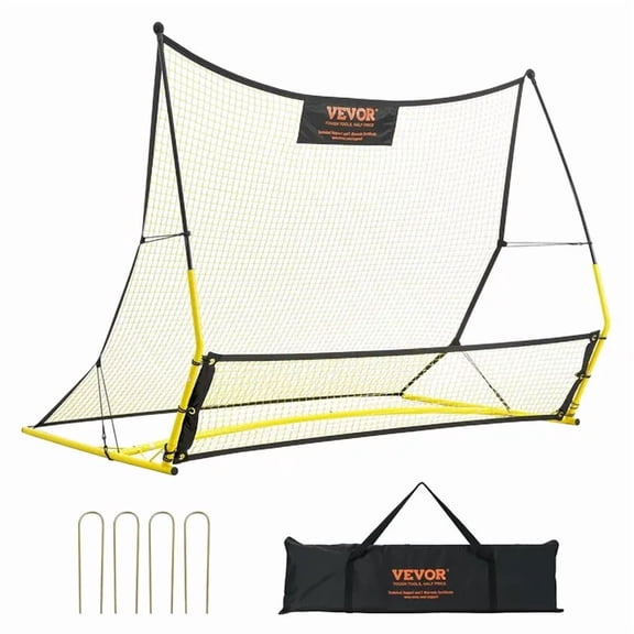 2 in 1 Portable Soccer Rebounder Net 71x40 Inch Iron Practice Equipment with Carry Bag for Solo Team Training Passing Volley
