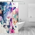thumbnail image 3 of XMXY Beautiful Watercolor Butterfly Long Shower Curtains, Waterproof Weighted Thick Bathroom Curtain with 12 Plastic Hook, 72x72 Inch, 3 of 8