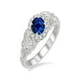 thumbnail image 2 of 1.25 Round cut Sapphire and Diamond Engagement Ring in 14k White Gold affordable Sapphire and diamond engagement ring, 2 of 2