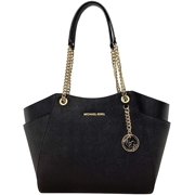 Michael Kors Jet Set Travel Large Top Zip Chain Tote Black Saffiano Leather